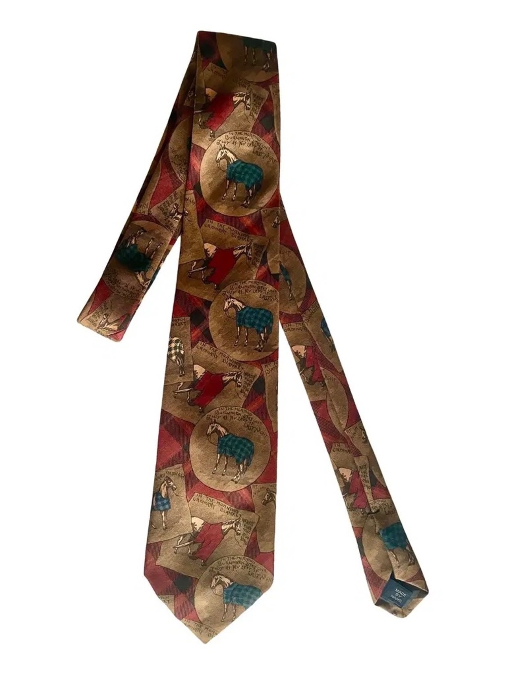 Rare vintage Polo Ralph Lauren men's 100% silk tie, horse equestrian theme